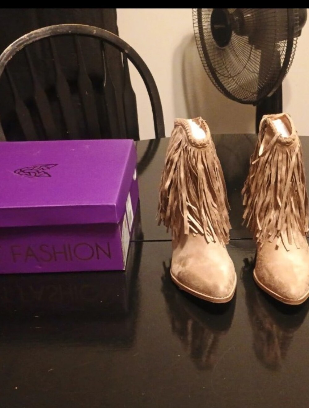 BEAST FASHION Tan Suede Fringe Ankle Booties